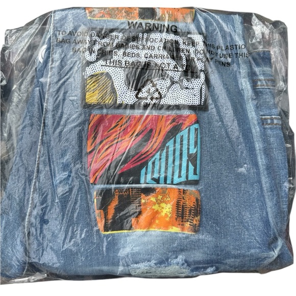 Men’s Denim Pants Graphic Print “Godspeed” Civilized Brand - Picture 3 of 5